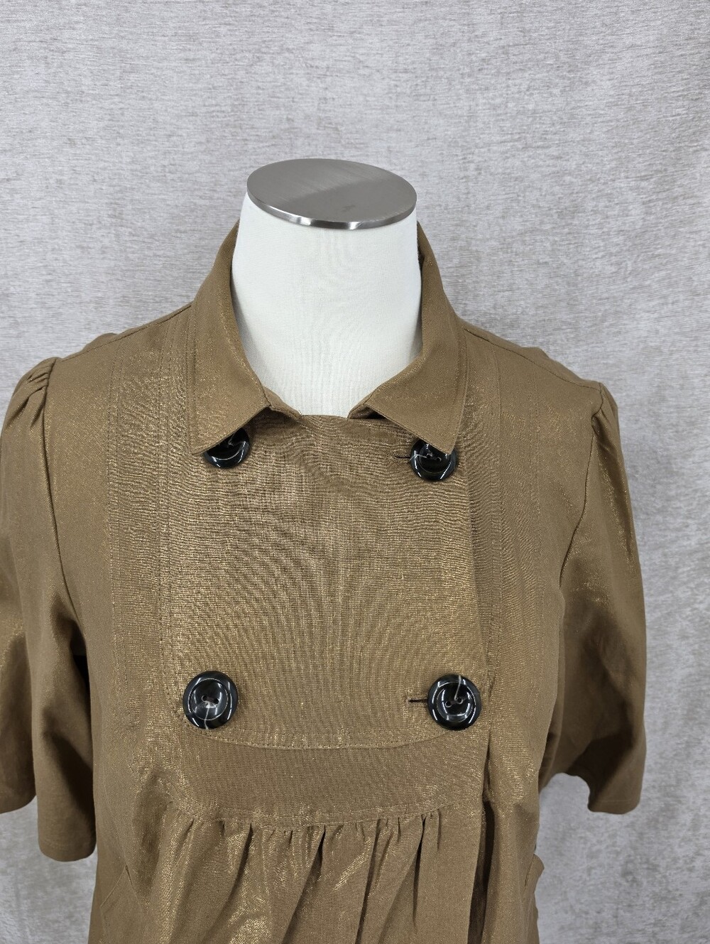 Y2K Mossimo Linen Cotton Metallic Gold Double Breasted Cropped Jacket NEW - Picture 5 of 12